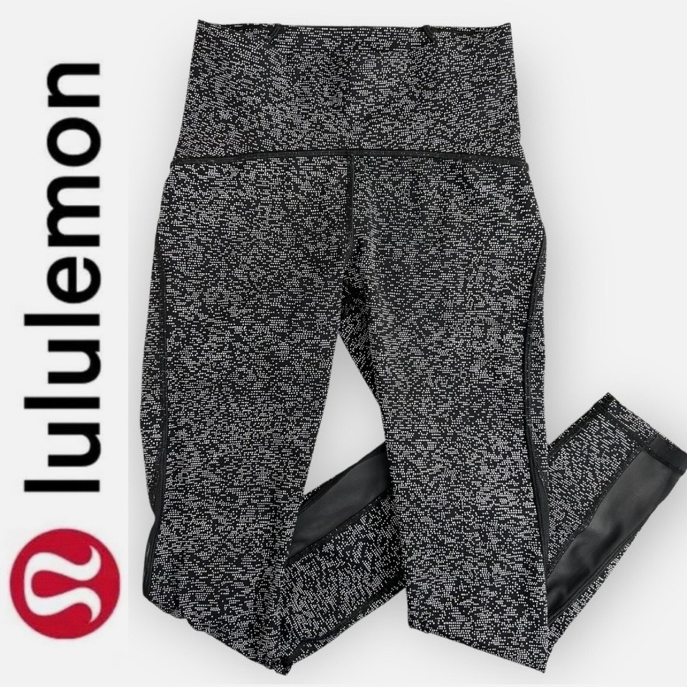 Lululemon Train Times 7/8 Leggings Yoga Pant Soundwave Black White  SZ 4
